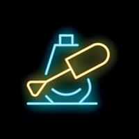 Neon sign representing nail polish applying varnish on black background vector