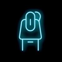Neon sign of a computer mouse resting on a laptop keyboard in blue vector