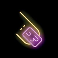 Neon icon of finger touching smartphone screen with double tap gesture vector