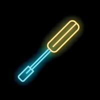 Neon screwdriver glowing on black background vector