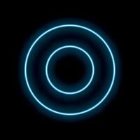 Blue neon light glowing in concentric circles on black background vector
