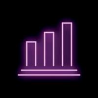 Neon bar graph growing on black background vector