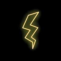 Neon yellow lightning bolt striking from top left on black background vector