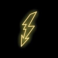 Neon yellow lightning bolt striking down on black background vector