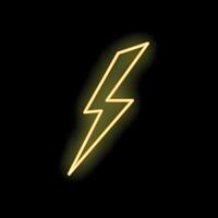 Neon yellow lightning bolt striking from top left on black background vector