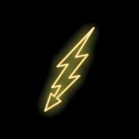 Neon sign showing a lightning bolt on a black background vector
