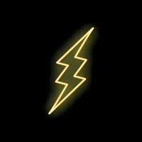 Neon yellow lightning bolt striking from top right on black background vector