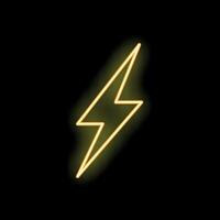 Neon yellow lightning bolt striking from top left on black background vector