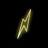 Neon yellow lightning bolt striking from top left on black background vector
