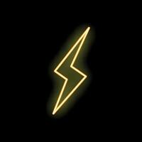 Neon yellow lightning bolt striking from left on black background vector