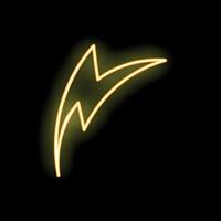 Neon yellow lightning bolt striking from top left on black background vector