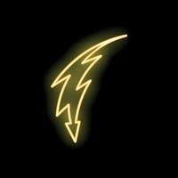 Neon yellow lightning bolt striking from left on black background vector
