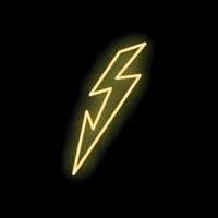 Neon yellow lightning bolt striking from top left on black background vector