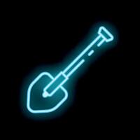 Glowing neon shovel icon on dark background vector