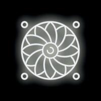 Neon computer cooler spinning on black background vector
