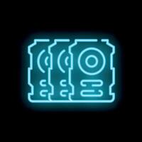 Neon icon of computer hardware representing gpu mining rig vector