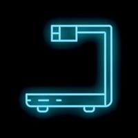 Glowing neon icon of a treadmill on a black background representing fitness and exercise vector