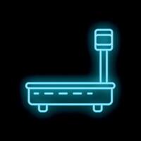 Blue neon sign showing platform scale on black background vector