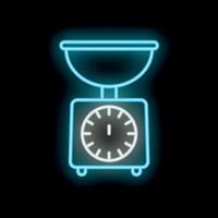 Neon sign of a kitchen scale displaying weight on a black background vector