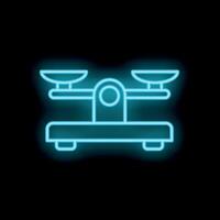 Neon blue scale balancing on black background vector