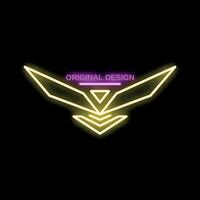Neon cyberpunk style geometric shape shining on black background vector