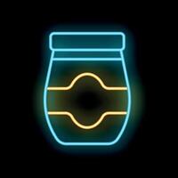 Neon sign showing a jam jar on a black background vector