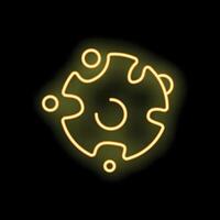 Neon yellow asteroid orbiting in space with glowing craters vector
