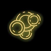 Glowing neon sign depicting interlocking circles on dark background vector