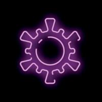 Neon style virus icon glowing on a black background vector