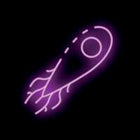Neon style icon of bacteria with flagella moving around vector