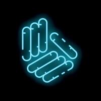 Two hands shaking in a neon light style representing partnership vector