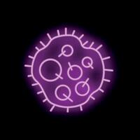 Neon style icon showing virus with question marks representing scientific research vector
