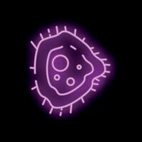 Neon amoeba icon glowing on dark background vector