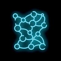 Neon blue blockchain network forming abstract shape on black background vector
