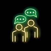 Neon icon of two people talking with speech bubbles vector