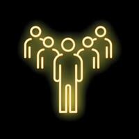Neon icon of people standing together in a group vector