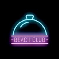 Neon sign of a beach club with a serving tray representing a pool vector