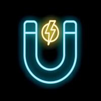 Neon magnet attracting energy with a lightning symbol vector