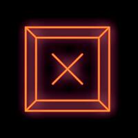 Neon sign showing red cross symbol in square frame vector