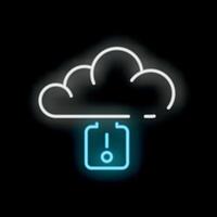 Neon style icon showing cloud computing system error message vector