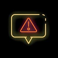 Neon speech bubble showing exclamation point warning sign vector