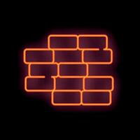 Neon sign representing a brick wall on a black background vector