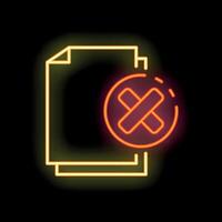 Neon icon showing cross sign denying documents access vector