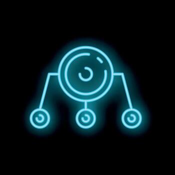 Neon icon of decentralized finance system showing cryptocurrency connected with each other vector