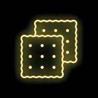 Neon yellow square crackers glowing on black background vector
