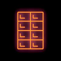 Glowing neon line icon of a chocolate bar on a black background vector