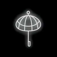 Neon sign of umbrella with globe pattern representing global protection vector