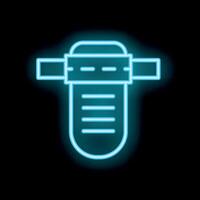 Neon icon of water filter cartridge for purification system vector