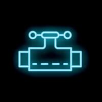 Neon blue valve icon glowing against a black background vector