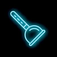 Neon plunger glowing on black background vector
